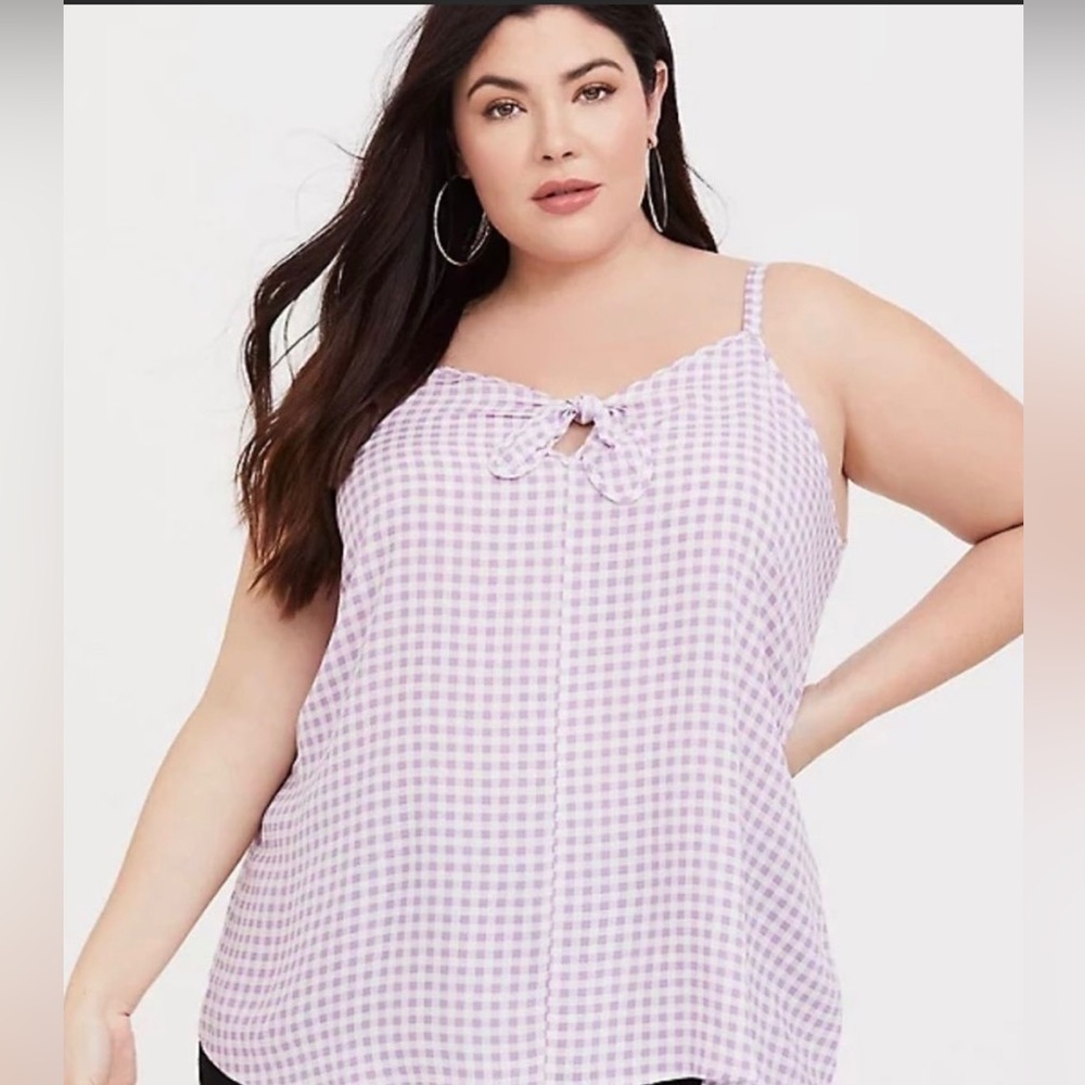 Torrid purple gingham tie front tank top